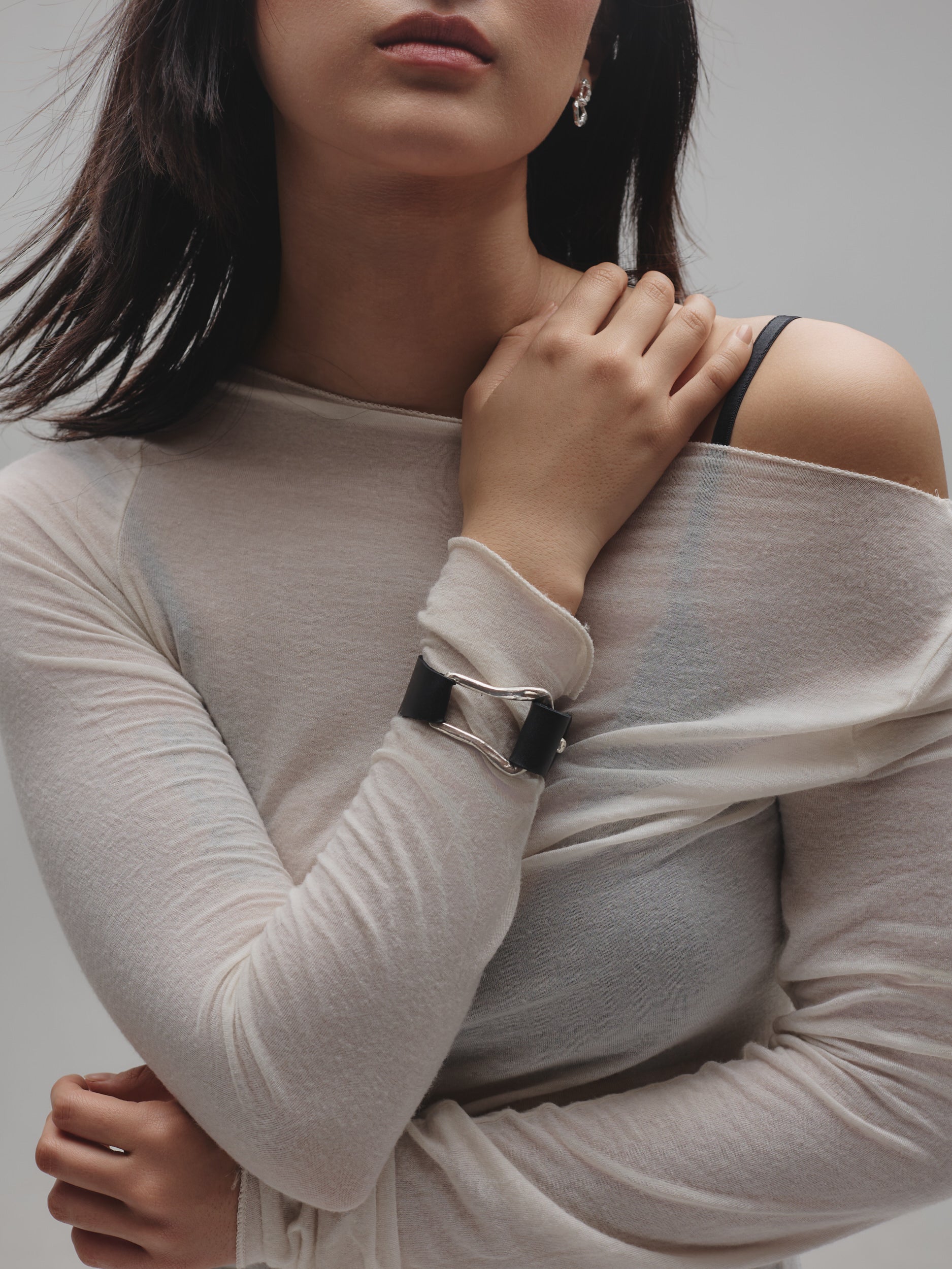 The Leather Cuff — Silver