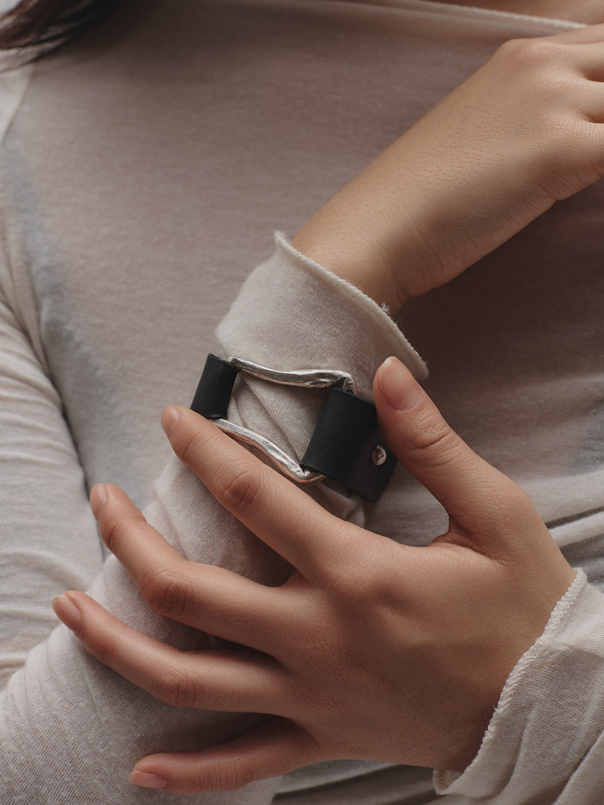 The Leather Cuff — Silver