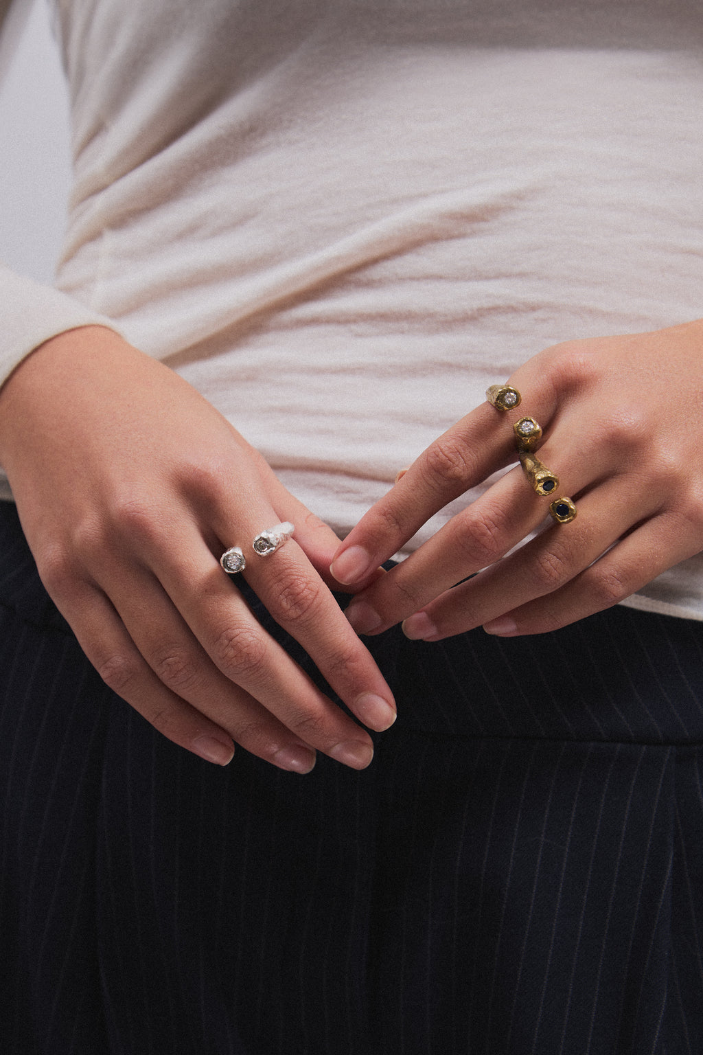 Dual Lava Ring — Silver