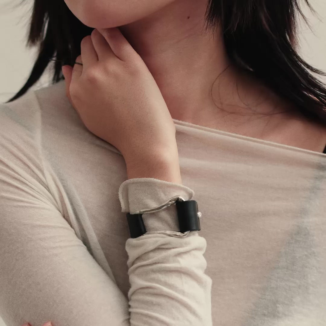 The Leather Cuff — Silver